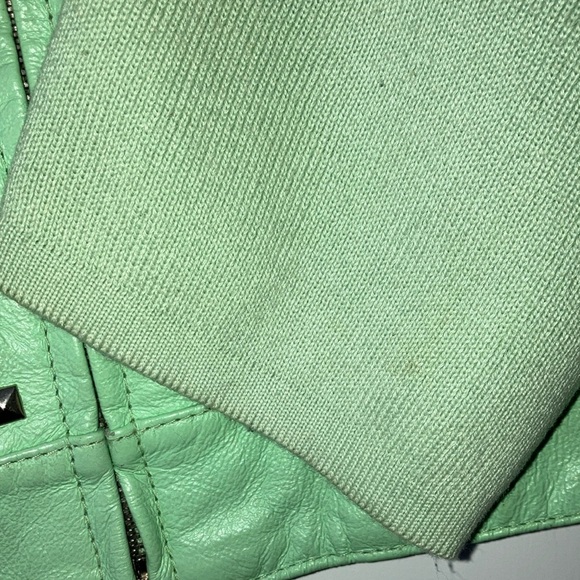 Nygard Collection Petites mint green Leather Jacket with Silver toned Studs - Picture 8 of 16